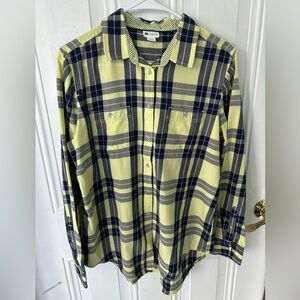 STYLUS Pale Yellow and Navy Blue Casual Button Down Shirt
